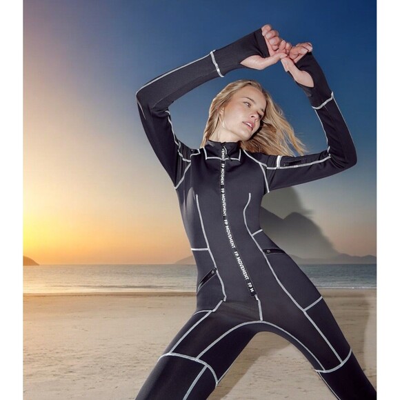 Free People Black Powder Vixen Catsuit Snowsuit One Piece...